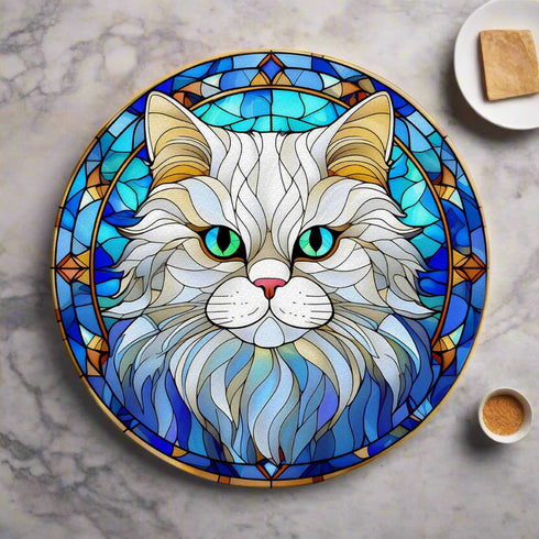 Cat Persian Glass Suncatcher Worktop Saver